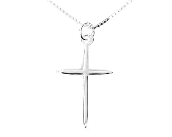 Sterling Silver Cross Necklace • Dainty Cross Pendant • Minimalist Christian • Baptism Confirmation Gift • Faith Necklace for Women