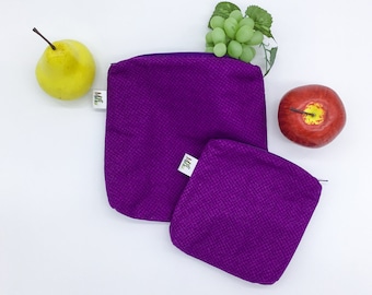 Purple waterproof snack bag, Washable sandwich bag, Washable waterproof pouch, Zero waste