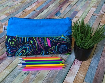 Colorful pencil case, Pocket for pencils, Cosmetic Bag, Storage pouch