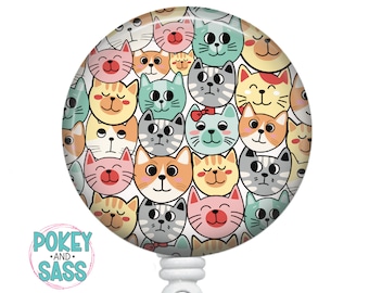 Cats Badge Reel, Funny Cat Badge Reel, Cat Badge Reel, Cat Lanyard, Cat Carabiner, Vet Tech, Veterinarian Gift