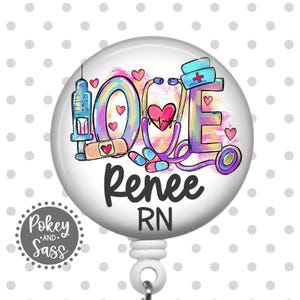 Personalized Nurse Badge Reel, Nurse Badge Reel, Nurse Love Badge Reel, Nurse Badge Holder, Lanyard, Personalized Badge Reel, Magnet Back