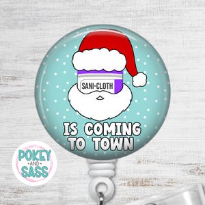 Funny Christmas Nurse Badge Reel, Sani Cloth Badge, Santa Badge Reel, Christmas badge holder, Nurse Christmas Reel, CNA Badge Reel, Lanyard