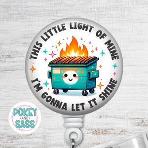 Funny Badge Reel, Dumpster Fire, Retractable Badge, Badge Holder, Premium Badge Clip, Heavy Duty, Lanyard, Carabiner