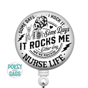 Funny Nurse Badge Reel, Retractable Badge, Badge Holder, Premium Badge Clip, Heavy Duty, Lanyard, Carabiner
