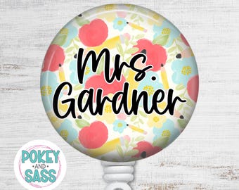 Teacher Badge Reel, Personalized Teacher Lanyard