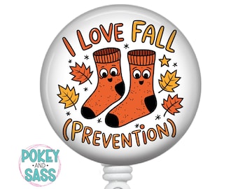 Funny Fall Badge Reel, Funny Nurse Badge, Retractable ID Badge Holder, Heavy Duty Badge Reel, Lanyard, Carabiner, Stethoscope ID Tag