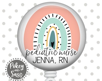 Personalized Pediatric Nurse Badge Reel, Peds Nurse Badge Reel, Custom Pediatric Nurse Badge Holder, Lanyard, Stethoscope Tag, Carabiner