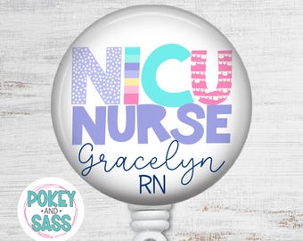 Personalized NICU Nurse Badge Reel, NICU Nurse Badge Reel, RN Badge Reel, Nicu Nurse Gift, Nicu Carabiner, Nicu Lanyard