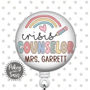 Crisis Counselor Badge Reel, School Crisis Counselor, School Badge Reel, Teacher Badge Reel, Counselor Lanyard, Counselor Carabiner