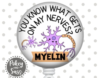 Funny Brain Badge Reel, Neuro Badge Reel, Myelin Badge, Brain Badge Holder, Neurology Badge Reel, Lanyard, Carabiner, Heavy Duty