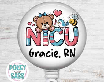 Personalized NICU Nurse Badge Reel, NICU Nurse Badge Reel, RN Badge Reel, Nicu Nurse Gift, Nicu Carabiner, Nicu Lanyard