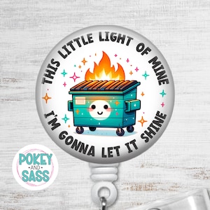 Funny Badge Reel, Dumpster Fire, Retractable Badge, Badge Holder, Premium Badge Clip, Heavy Duty, Lanyard, Carabiner