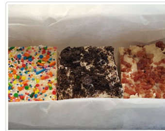 FUDGE SAMPLER BOX 1 1/2 pounds! Over 50 flavors to choose from !