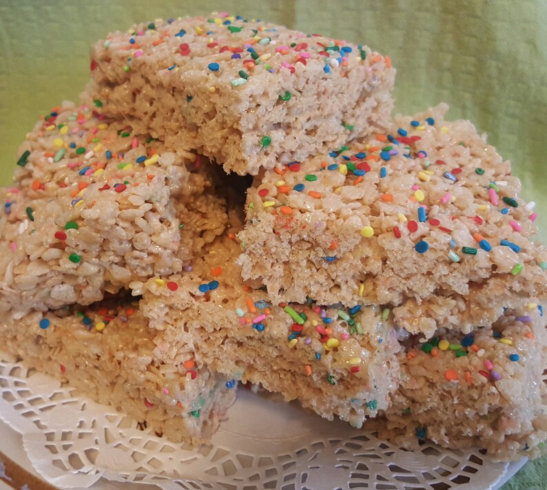 BIRTHDAY CAKE Flavored Rice krispy treats gourmet 1 dozen Etsy