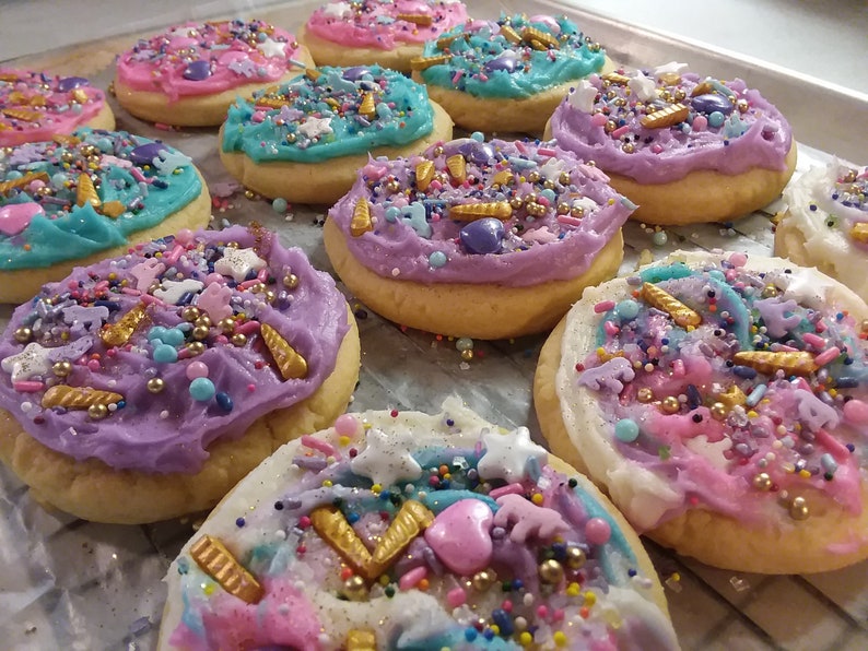 UNICORN Glitter Frosted Sugar Cookies 1 Dozen Gourmet Unicorn Etsy
