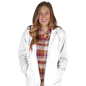 Monogrammed Charles River White Full Zip Hoodie, Women&#39;s Hoodie, Women&#39;s Jacket
