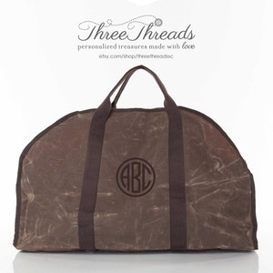 Monogrammed Olive Log Carrier, Log Carrier