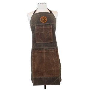 Monogrammed Olive and Khaki Kitchen Apron, Adult Kitchen Apron, Men's Kitchen Apron, Utility Apron, Woodworking apron, Grilling Apron