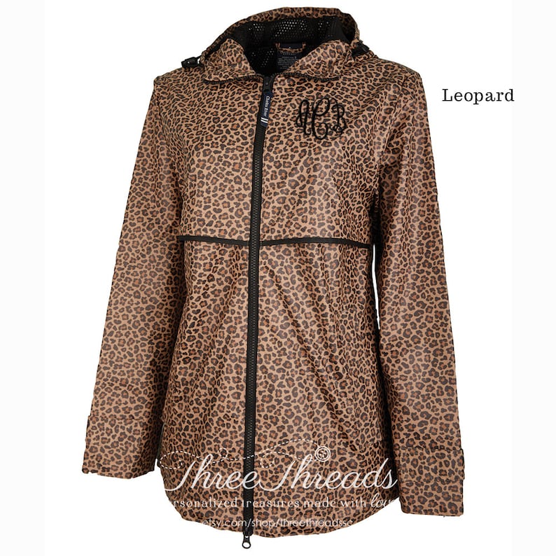 Monogrammed Leopard Print Charles River Rain Jacket Etsy