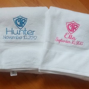Monogrammed/Personalized CTR Crest Towel, Baptism Towel, Baptism Gift
