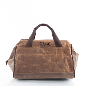 Monogrammed Khaki Waxed Canvas Tool Bag, Men&#39;s Tool Bag, Men&#39;s Gift