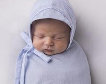 Monogramowany niebieski czepek dla chłopca, prezent na baby shower, niebieski czepek dla dziecka, letni czepek, chłopięcy czepek, prezent na baby shower
