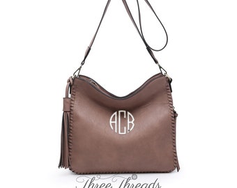 Monogrammed Rosewood Whipstitch Crossbody Tote Bag/Purse, Shoulder Tote, Monogrammed Purse, Rosewood Crossbody, Women's Gift, Guitar Strap