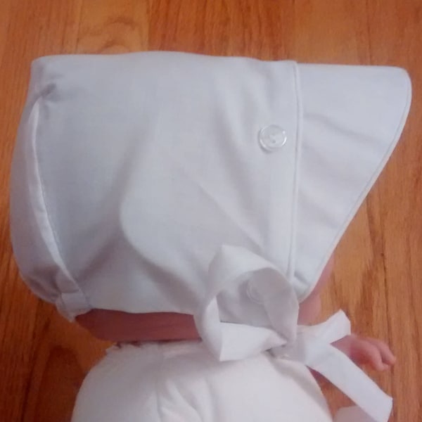 Monogrammed White Baby Boy Bonnet, Baby Shower Gift, White Bonnet, Summer Bonnet, Boys Bonnet