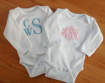 Monogrammed Baby One Piece, Baby Gift, Baby Boy, Baby Girl