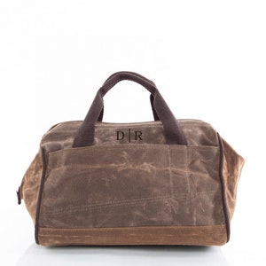 Monogrammiert Olive Gewachste Segeltuch-Werkzeugtasche, Werkzeugtasche der Männer, Geschenk der Männer