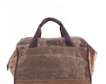Monogrammed Olive Waxed Canvas Tool Bag, Men's Tool Bag, Men's Gift