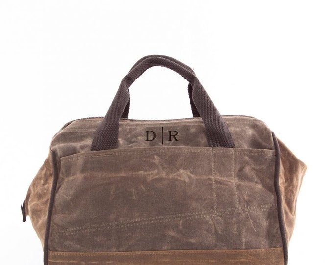 Monogrammed Waxed Canvas Tool Bag, Men's Gift