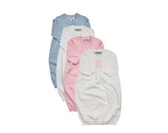 Monogrammed/Personalized Newborn Knit Baby Gown