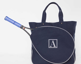 Monogrammed Navy Tennis Tote, Tennis