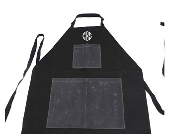 Monogrammed Black and Slate Kitchen Apron, Adult Kitchen Apron, Men's Kitchen Apron, Utility Apron, Woodworking apron, Grilling Apron