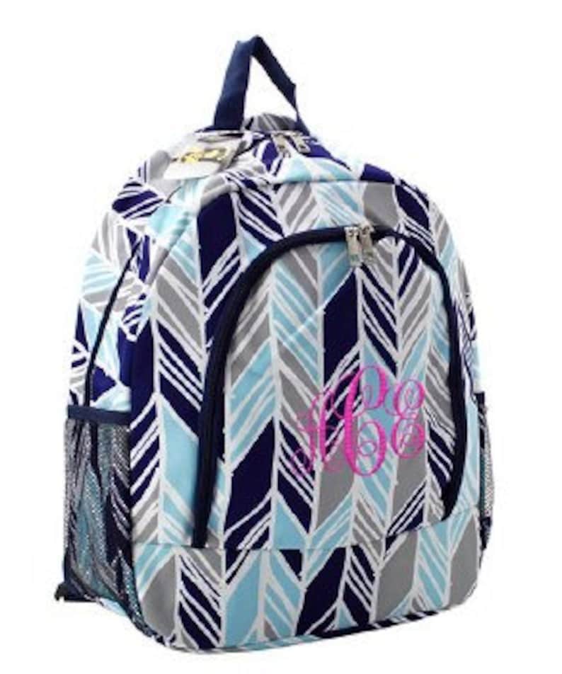 Monogrammed/personalized Grey and Blue Chic Backpack/bookbag Etsy