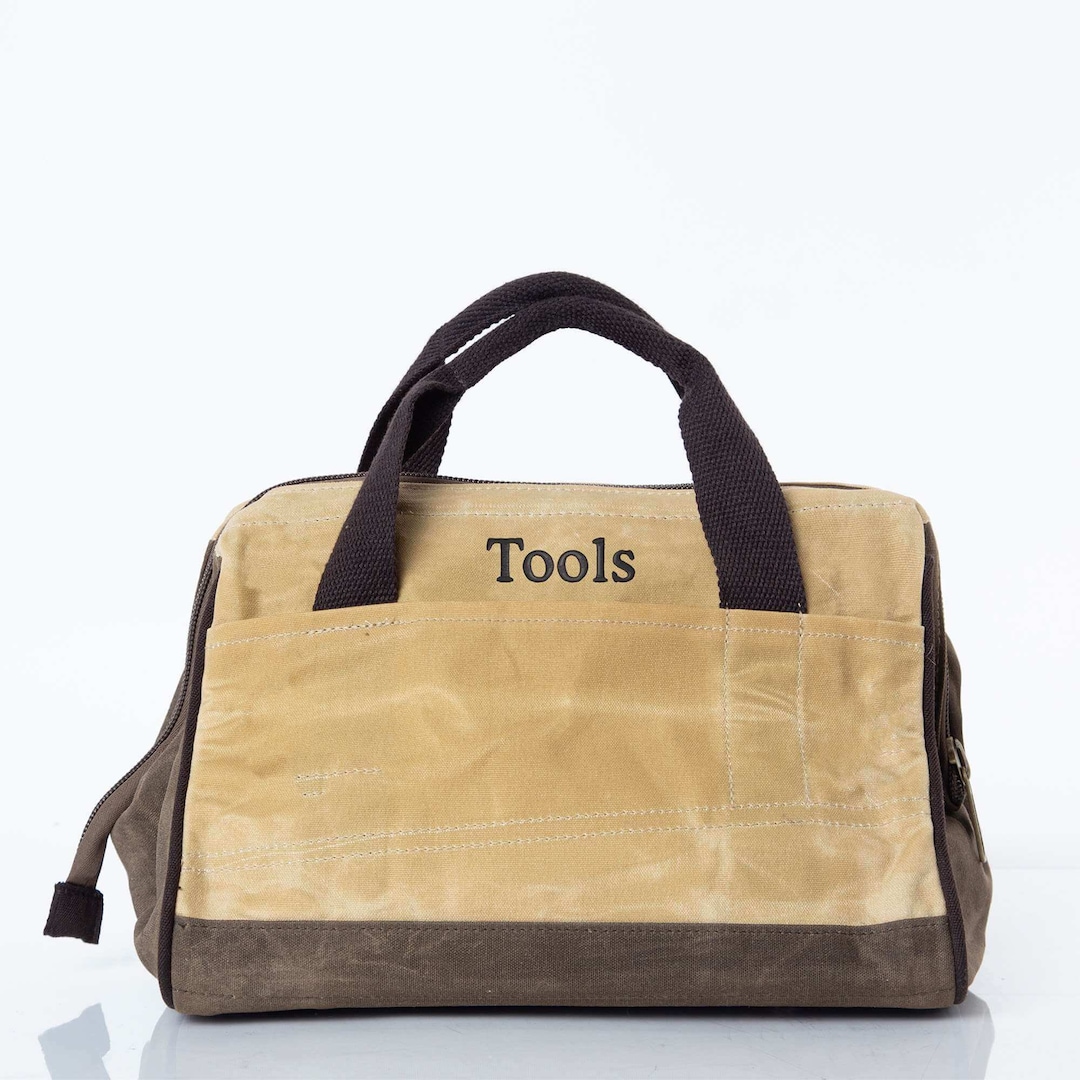 Monogrammed Cream Waxed Canvas Tool Bag, Men's Tool Bag, Men's Gift ...