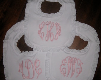 Bavaglino con volant personalizzato/monogrammato, bavaglino per neonata