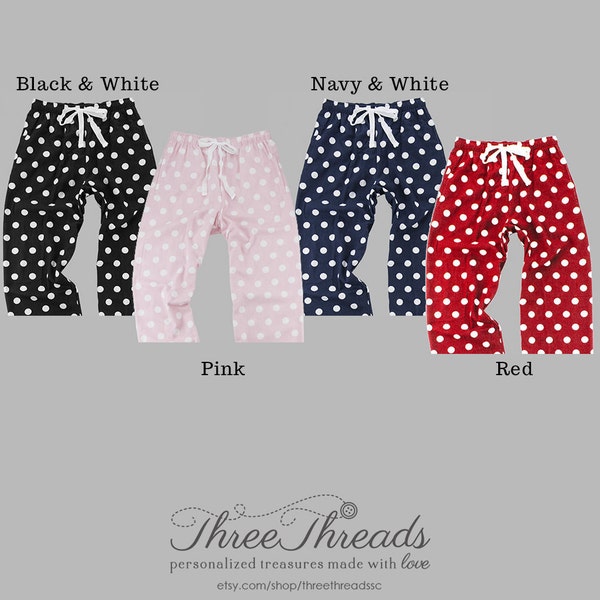 Monogrammed Flannel Pajama Pants, Polka Dot Pajama Pants, Ladies Pajama Pants, Ladies' Gift, Women's Gift