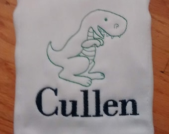 Monogrammato Baby Boy dinosauro Burp Cloth, Stitch Vintage Burp Cloth