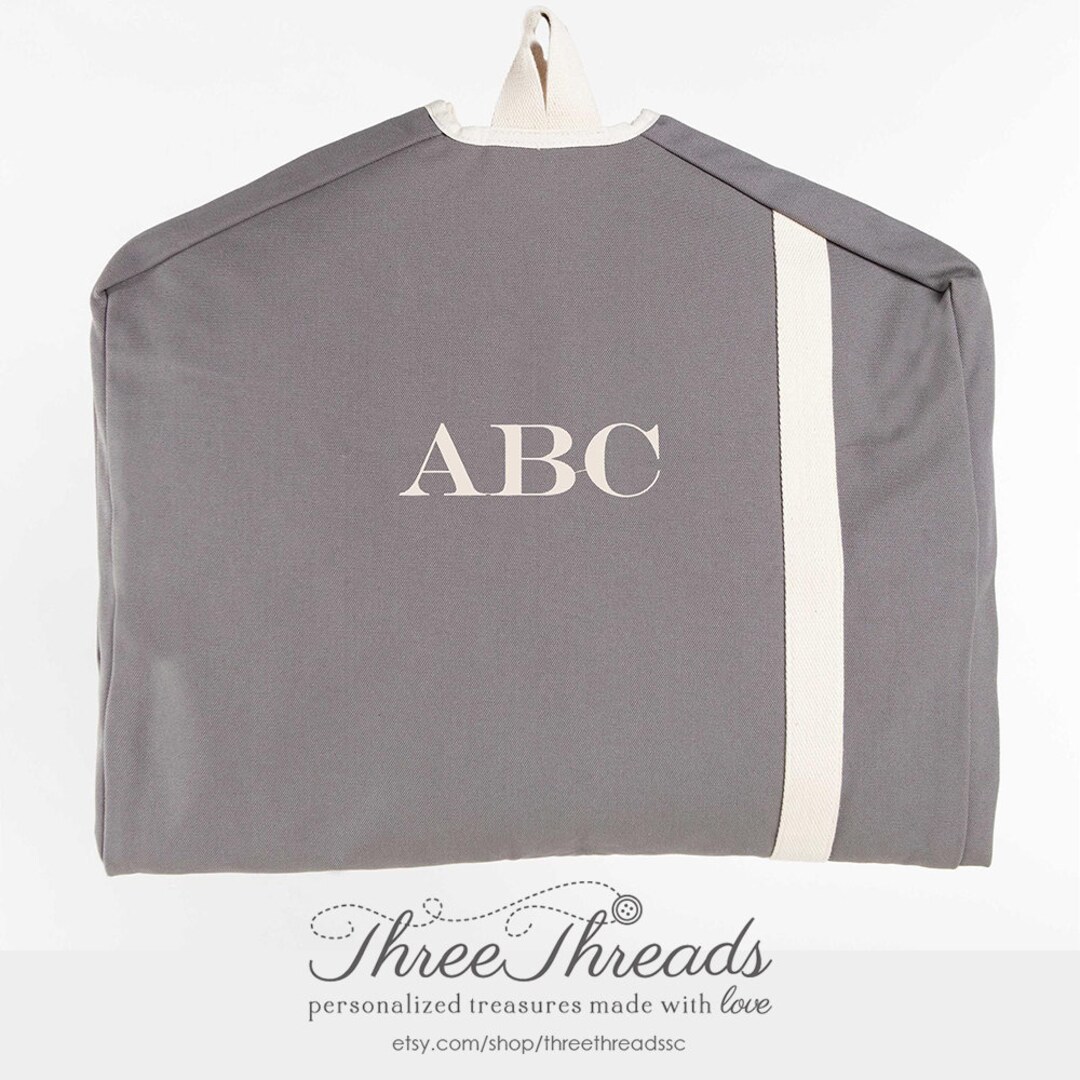 Monogrammed Gray Garment Bag, Men's Garment Bag, Women's Garment Bag