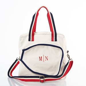 Mit Monogramm Sahne Pickleball Tote, Pickleball Tasche