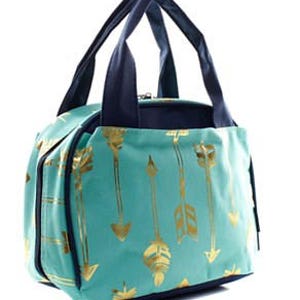 Monograma/Menta personalizada/Gold Arrow Lunch Tote/Bag