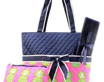 Monogrammed/Personalized Pineapple Diaper Bag, Tote Bag, Baby Gift