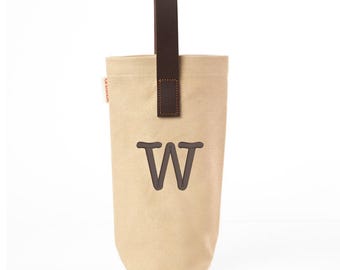 Single Bottle Wine Tote with Leather Handle, Wine Bag