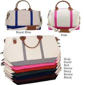 Monogrammed Weekender Bag, Monogrammed Overnight Bag, Women&#39;s Gift, Bridesmaid&#39;s Gift, Canvas Bag