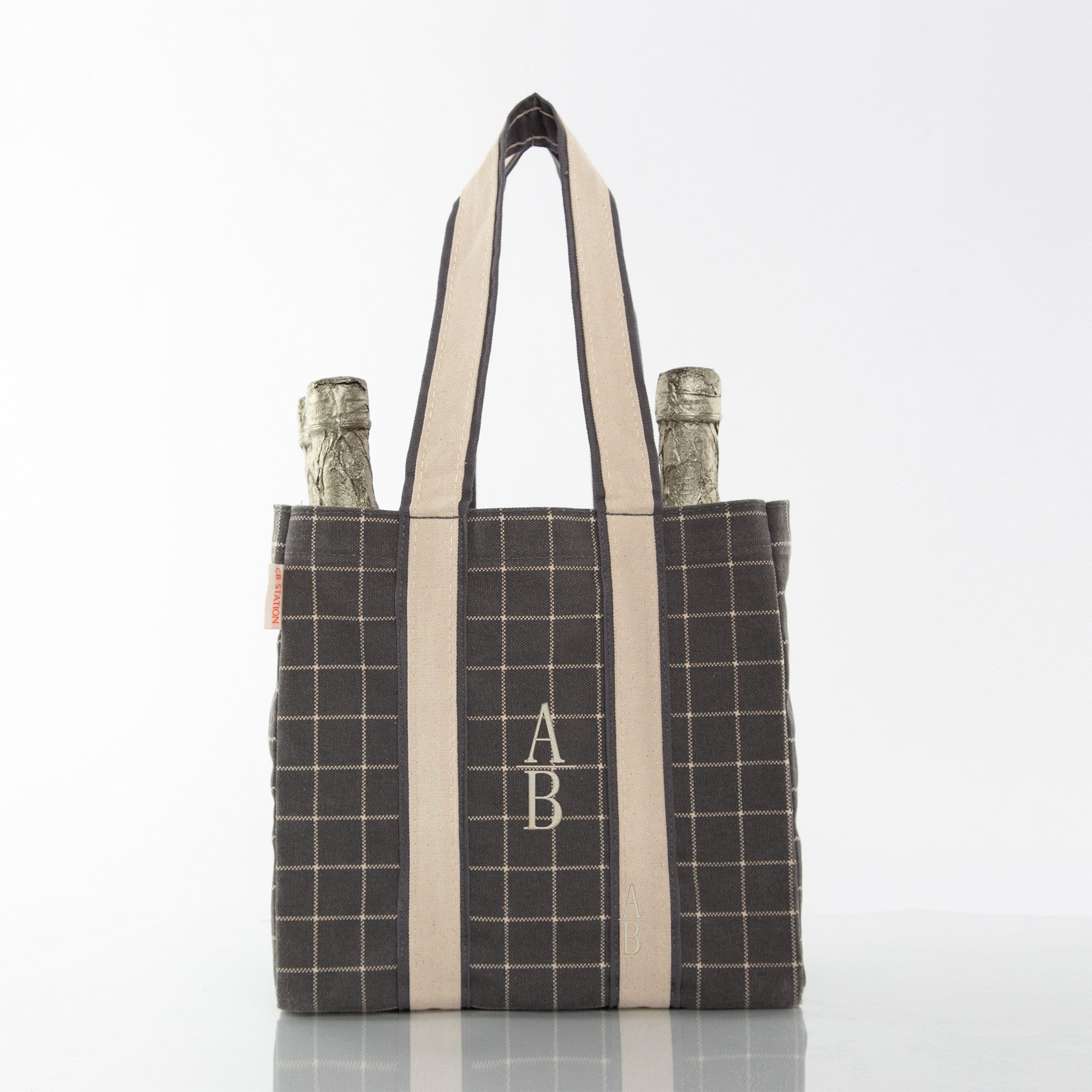 4 Bottle Wine Carrier Bag (Checkered/Black, 4 bottle)
