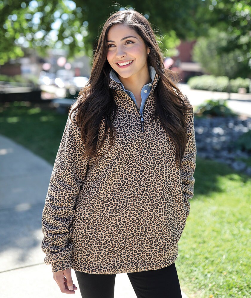 Cheetah print quarter zip hotsell