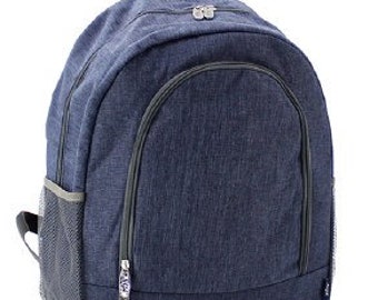 Monogrammed /Personalized Blue Stonewash backpack/Bookbag, Borsa Pannolino, Borsa Prescuola, Zaino Blu