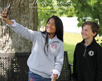 Monogrammed Charles River Youth Quarter Zip Sweatshirt/Pullover, Kid's Sweatshirt, Quarter Zip, Children's Quarter Zip